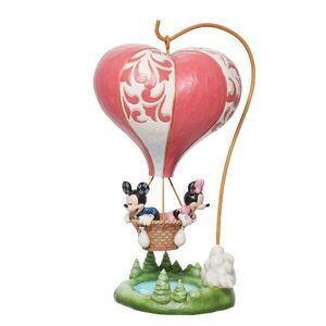 Jim Shore Disney#6011916 Love Takes Flight-Mickey & Minnie Heart-Air Balloon New